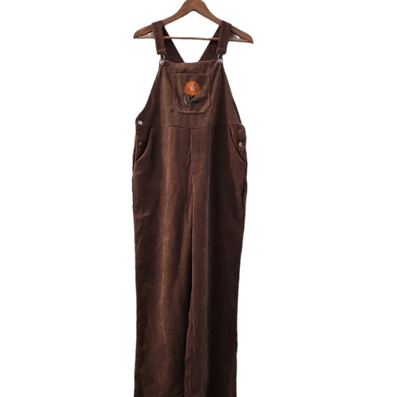 Cider Pants & Jumpsuits Brown Corduroy Overalls Flower Cider Poshmark
